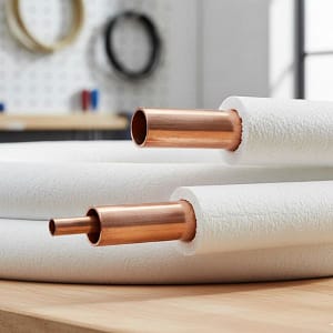 tubería frigorífica de cobre aislada para aire acondicionado.
